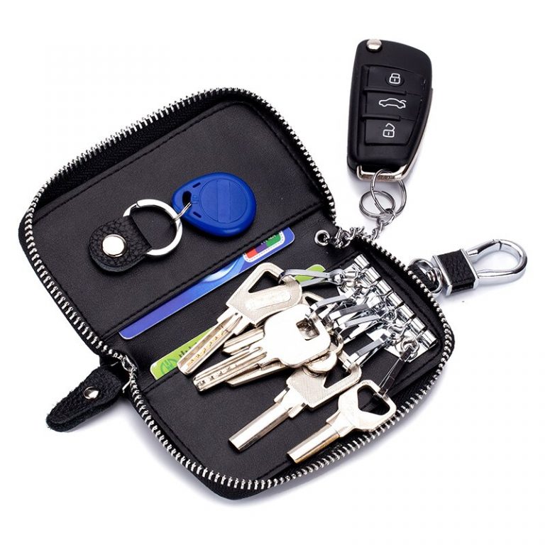 Genuine Leather Multifunctional Smart Keychain Organizer Wallets