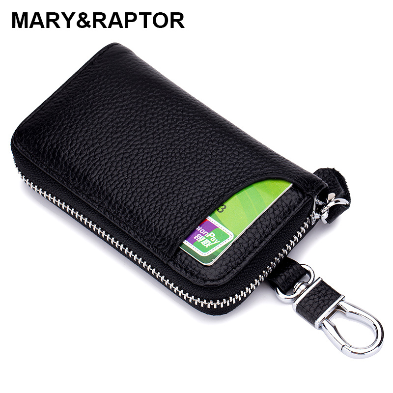 Genuine Leather Multi-functional Smart Keychain Organizer Wallets ...