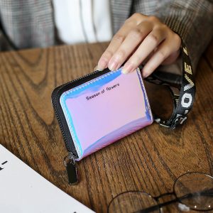 HUBOONE  New Women Wallets Coin Purse Fashion Laser Holographic Wallet Women Small Card Holder Credit