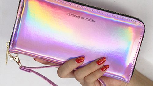 HUBOONE Laser Wallet Women Purse Card Holder Female Long Clutch  New Women Holographic Wallets Portfel