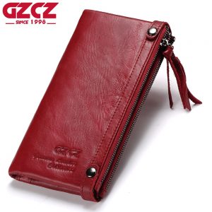 Hengsheng fashion genuine leather women long wallet with cow leather female wallet of coin pocket long