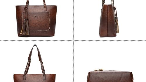 Herald Fashion Large Capacity Causal Shoulder Bags for Women  Fall Leather Fringe Purse Handbags Retro