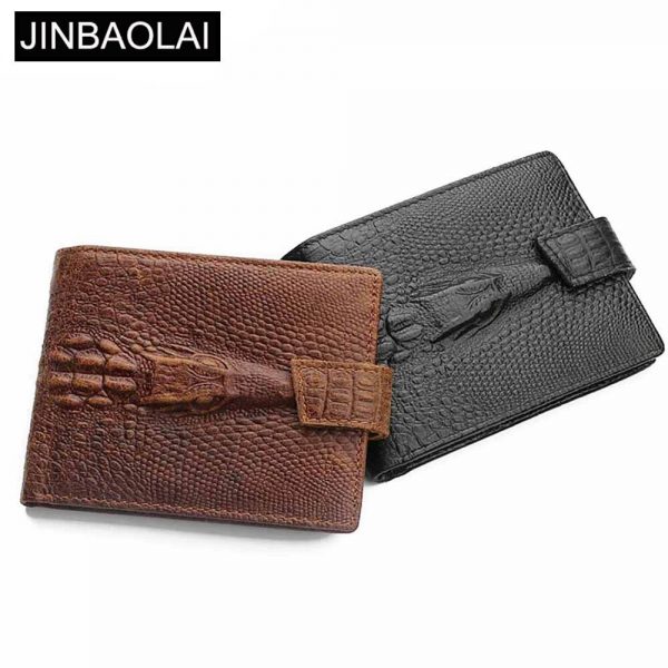 JINBAOLAI Crocodile pattern Men Wallets Genuine Leather Coin Pocket Short Male Wallet Card Holder High Quality