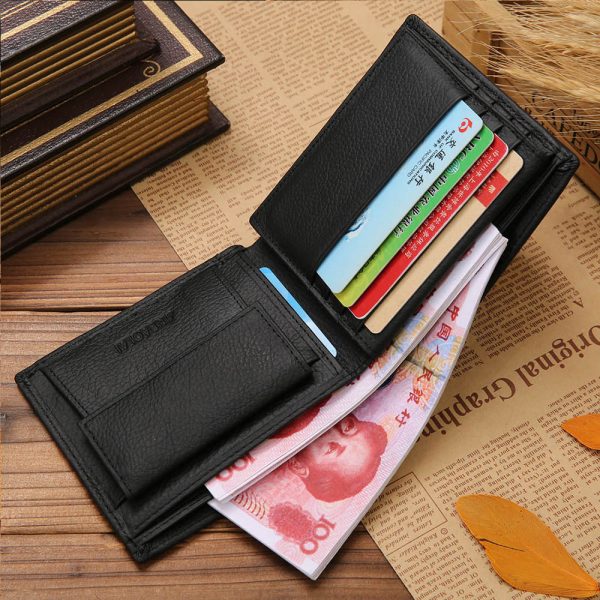 JINBAOLAI Short Genuine Leather Men Wallets Fashion Coin Pocket Card Holder Men Purse Simple Brand High