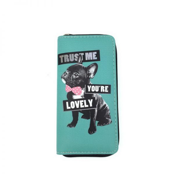 KANDRA Lovely Bulldog Long Wallets Women Boutique PU Leather Pet Wallets Phone Bag Cards Holder Dropshipping
