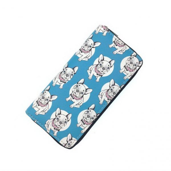 KANDRA Lovely Women Dog Clutch Wallets Stripe PU Leather Phone Pocket Card Holder Long Wallet Girls