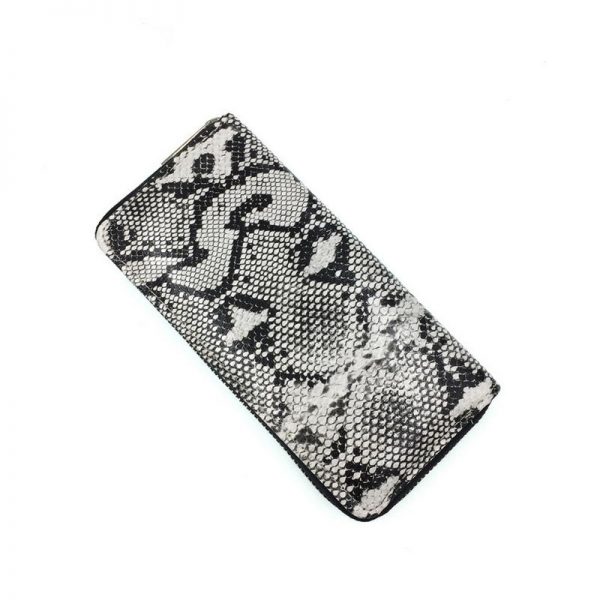KANDRA Python Leather Long Wallet Women Snake Skin Print Ladies Wallets Zipper Phone Pouch Clutch Purse
