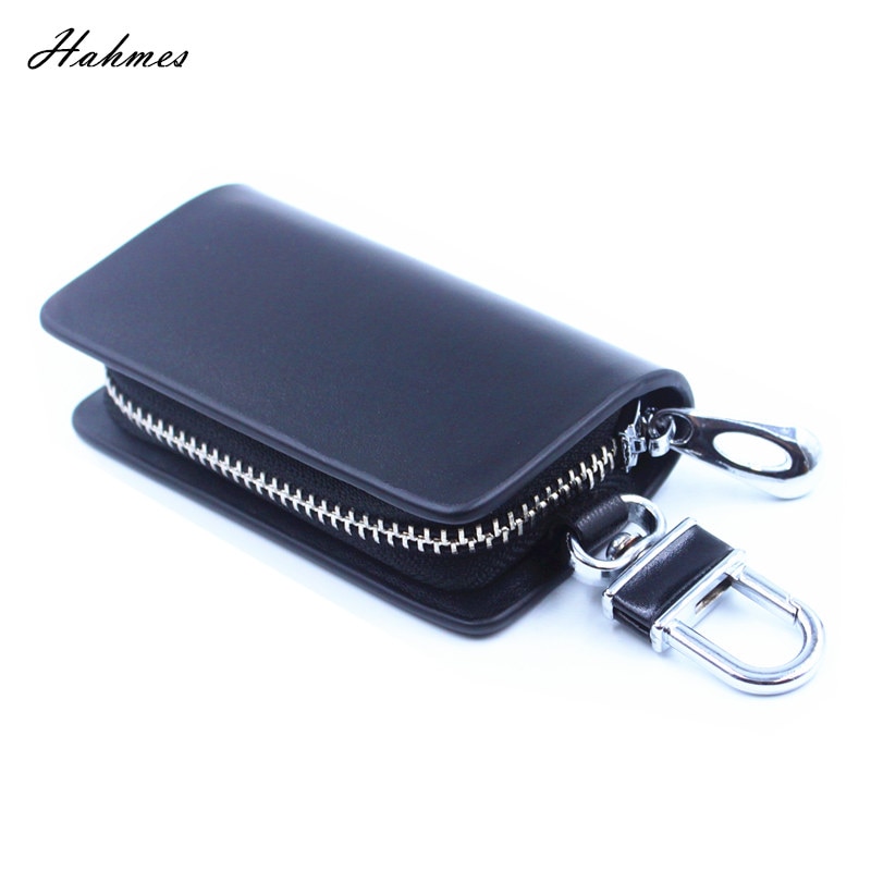 Genuine Leather Unisex Keychain Zipper Wallets