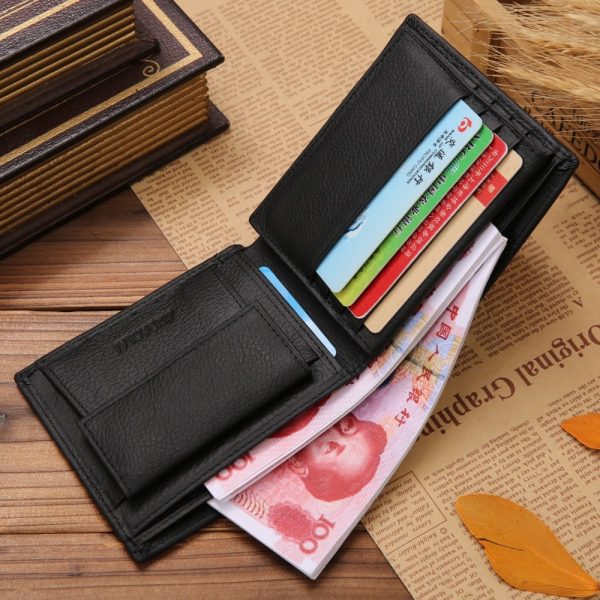 Luxury  Genuine Leather Wallets Fashion Short Bifold Men Wallet Casual Soild Wallet Men With Coin