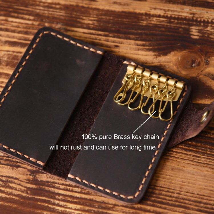 Portable Key Wallet Handmade Genuine Leather Smart Key Slot