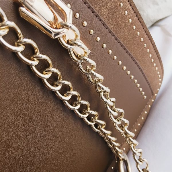 Luxury Rivet Handbag Women Bag Designer Brand Metal Chain Tote Bags Casual PU Leather Crossbody Bag