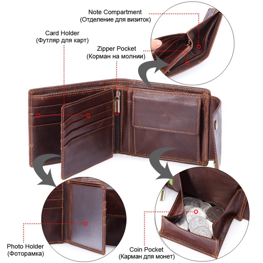 MISFITS Genuine Leather Vintage Style Hasp Design Men’s Wallets