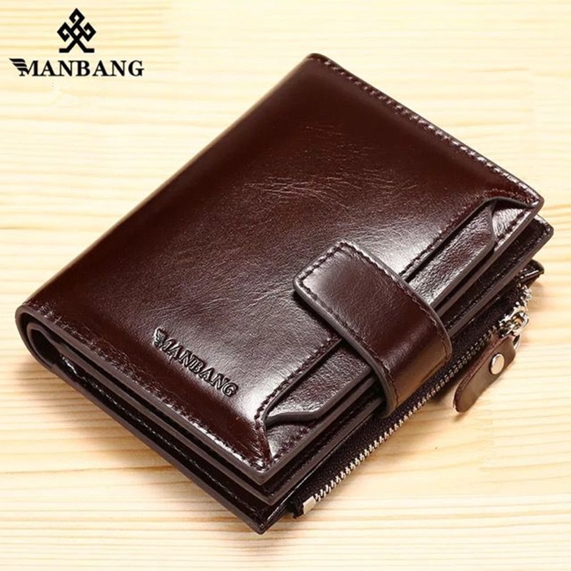 ManBang’s Short Genuine Leather Designer Folding Wallets for Men