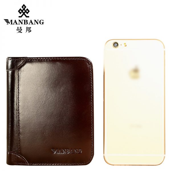 ManBang Genuine Cowhide Leather Men Wallet Trifold Wallets Fashion Design Brand Purse ID Card Holder Purse