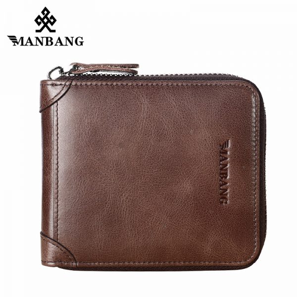 ManBang Genuine Leather Wallet Man Fashion Coin Pocket Small Vintage Men Wallet Male Short Card Holder
