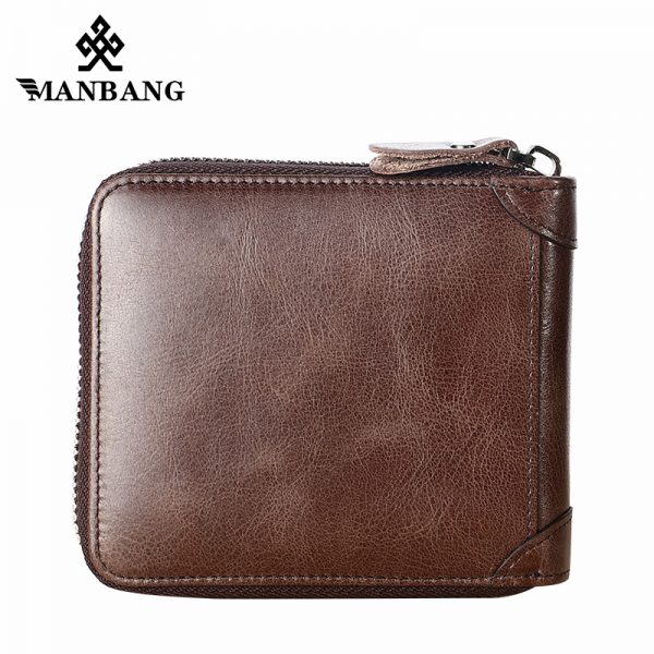 ManBang Genuine Leather Wallet Man Fashion Coin Pocket Small Vintage Men Wallet Male Short Card Holder