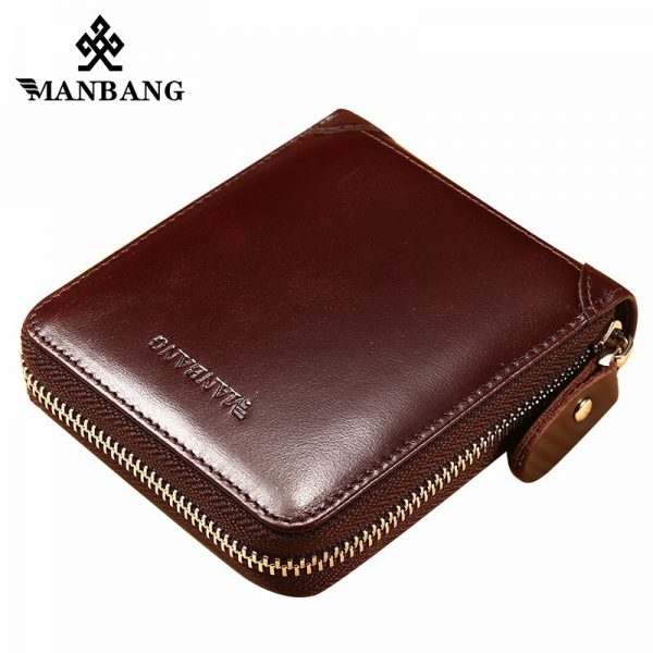 ManBang New Men s Wallet Genuine Leather Men s Zipper Male Short Coin Purse Pockets Fine