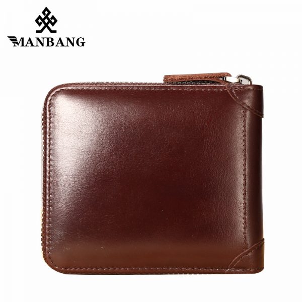 ManBang New Men s Wallet Genuine Leather Men s Zipper Male Short Coin Purse Pockets Fine