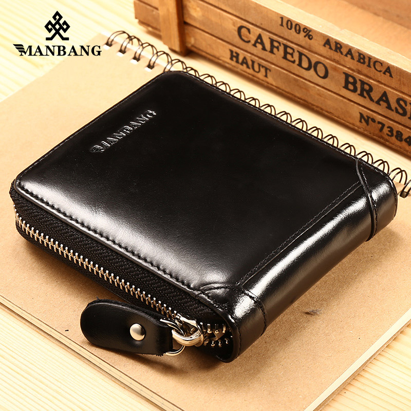 ManBang’s Genuine Leather High Quality Men’s Zipper Wallets