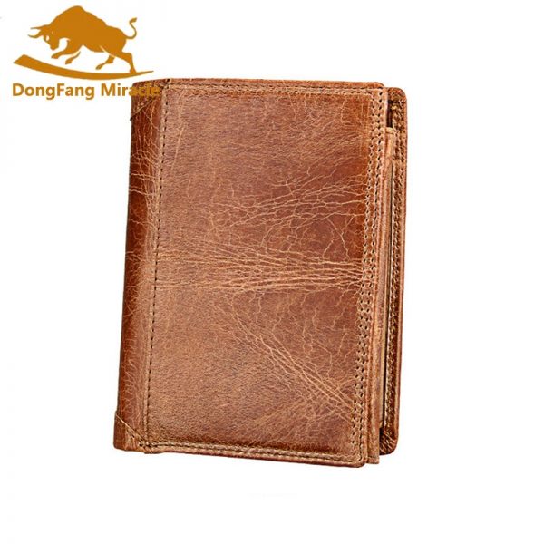 Men Wallet Soft Genuine Leather Wallet Big Capacity Purse Vintage Coin Pocket RFID Brush Card Holder