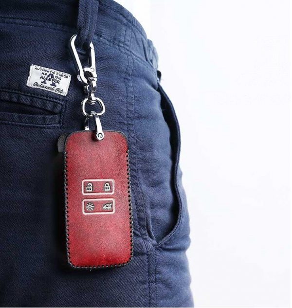 Men Women Gift Car Retro Genuine Leather Keychain Case Cover For Renault Fluence Duster Megane Kadjar