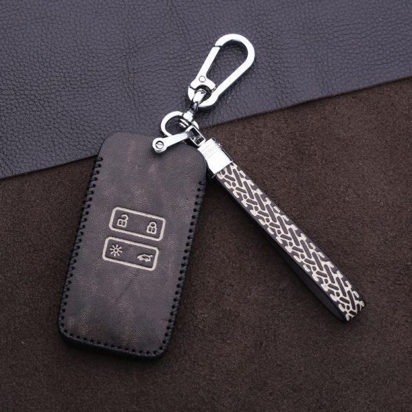 Men Women Gift Car Retro Genuine Leather Keychain Case Cover For Renault Fluence Duster Megane Kadjar