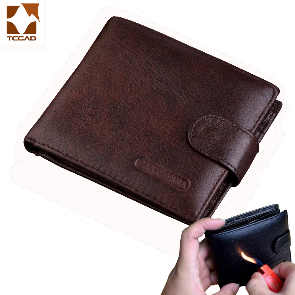 Vintage Men's Wallet Leather Men's Short Wallet Slim Male Purses Money  Credit Card Holders Luxury Fashion Pure Color Wallet