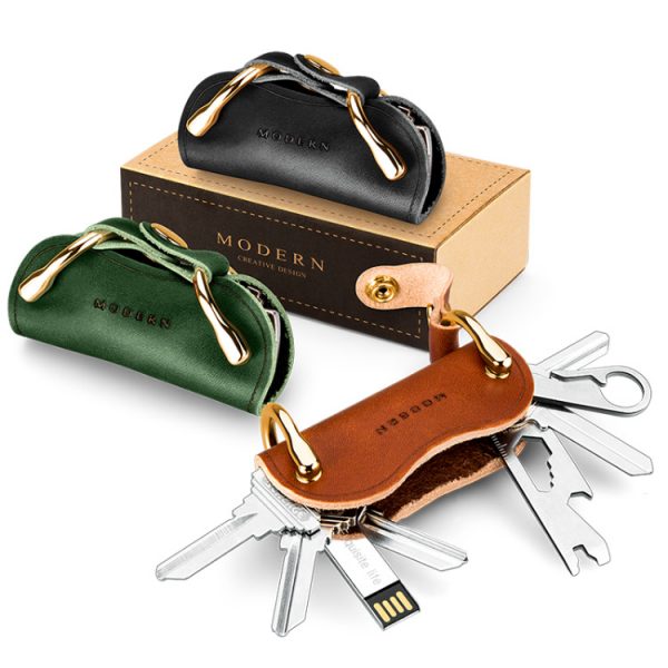 Modern Brand New Genuine Leather Smart Key Wallet DIY Keychain EDC Pocket Car Key Holder Key