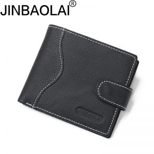 New  JINBAOLAI Men Wallets Leather Genuine With Coin Bag Male Wallet Casual Purse Card Holder
