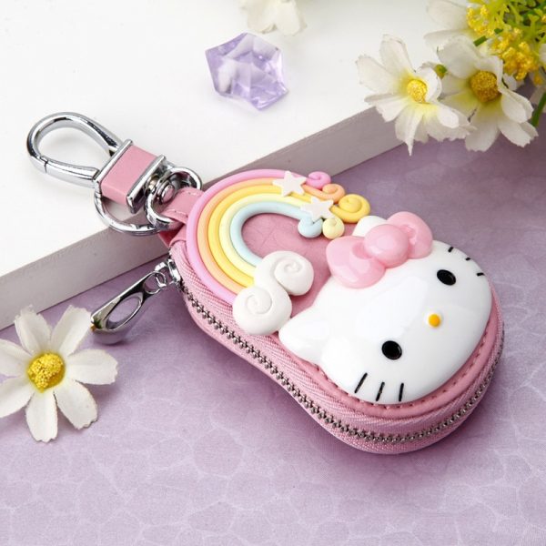 New Cute Hello Kitty Keychain Exquisite Coin Zipper Wallet Keychain Woman Girl Handbag Wallet Pendant Jewelry