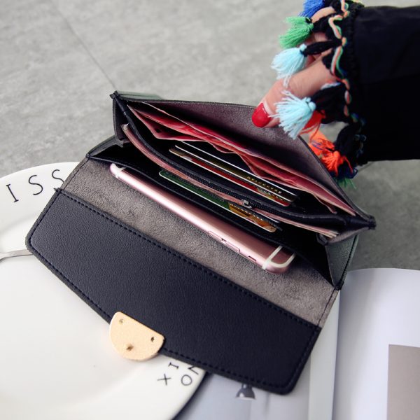 New Fashion Wallet Leather Women Wallet Long Pu Leather Purse Zipper Metal Circle Decor Wallets Female