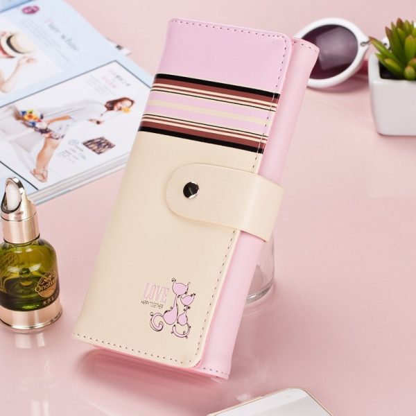 New Women Wallets Soft PU Leather Cute Cats Hasp Lady Purses Wallet Cards ID Holder Moneybags