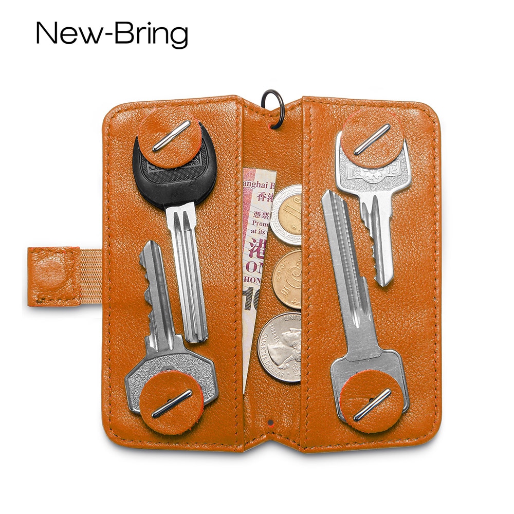Genuine Leather Key Holder Housekeeper Key Organizer Smart Key Wallet