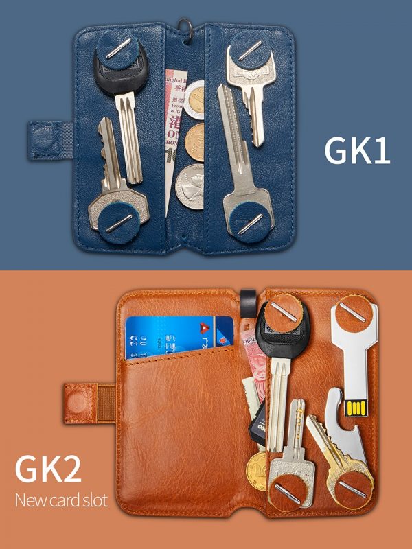 NewBring Genuine Leather Elegant Key holder Housekeeper Women Key Organizer Men Smart Key Wallet DIY Keychain