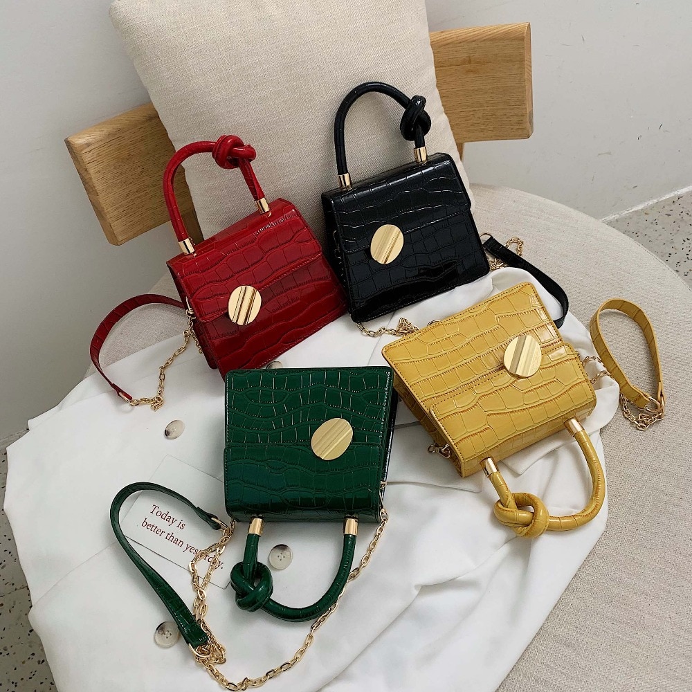 Quality Stone Pattern Leather Crossbody Bags for Women Designer Small Handbags Chain Shoulder Messenger Bag Mini Purses Hand Bag Big Black