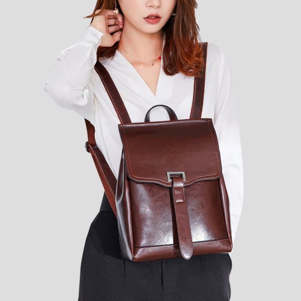 REALER fashion women backpack for teenage girls high quality leather backpacks vintage school bag shoulder bag