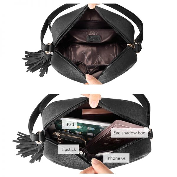 REALER small shoulder bag for women messenger bags ladies retro PU leather handbag purse with tassels