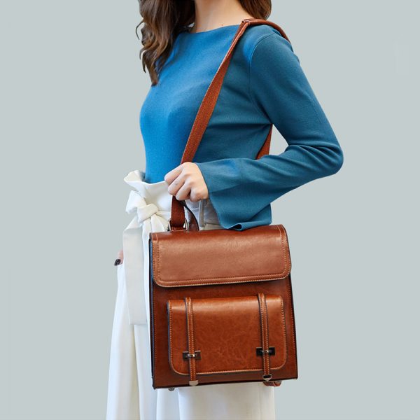 REALER women backpack for teenage girls high quality split leather backpack vintage school bag large capacity