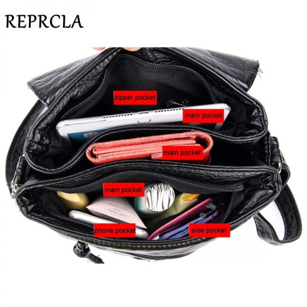 REPRCLA New Designer Shoulder Bag Soft Leather Handbag Women Messenger Bags Crossbody Fashion Women Bag Female