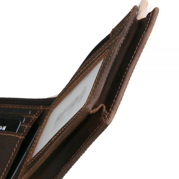 RFID Blocking Men Wallets Vintage Cow Genuine Leather Wallet Male Handmade Custom Dollar Price Coin Purse
