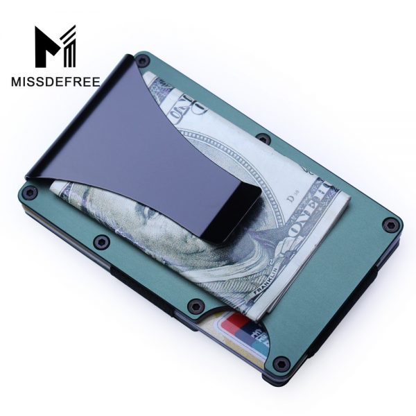 RFID Metal Mini Slim Wallet Detachable Money Clip Brand Fashion Business Credit Card ID Holder With