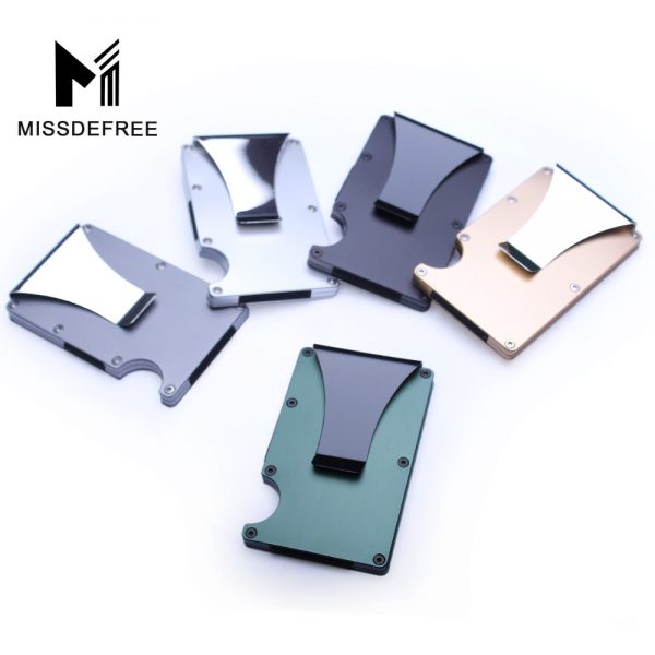 RFID Metal Mini Slim Wallet Detachable Money Clip Brand Fashion Business Credit Card ID Holder With