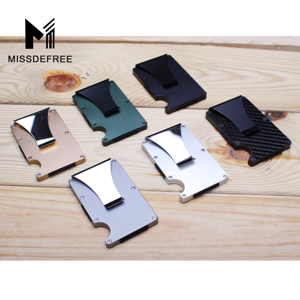 Business Aluminum Wallet Automatic Slide Card Case Carbon Fiber PU Leather  Metal ID Credit Card Holder Clip