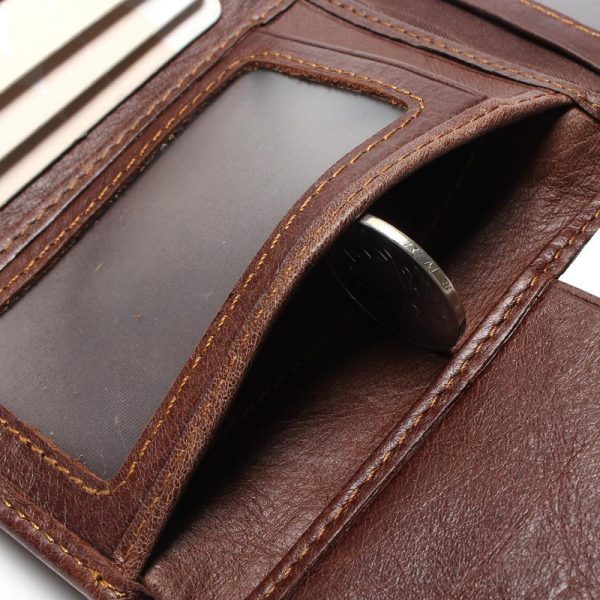 Leather Trifold Hasp Men’s Wallets with RFID Anti-theft Scanner