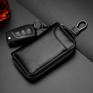 TRASSORY Genuine Leather Keychain Holder Pouch Purse Key Cover Bag Fashion Men Key Holder Organizer Car