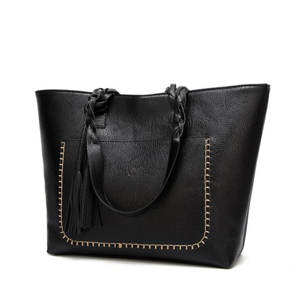 Tinkin Vintage PU Tassel Women Shoulder Bag Female Retro Daily Causal Totes Lady Elegant Shopping Handbag