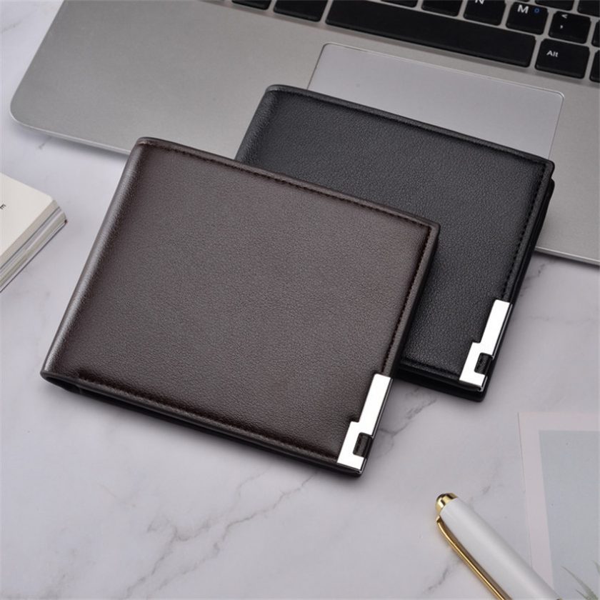 New Slim Ultra Thin Casual Leather Short Bifold Wallets For Men