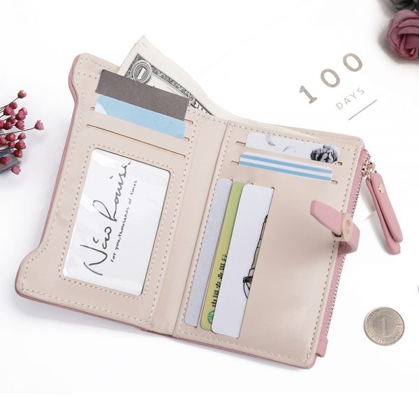 Top Quality Latest Lovely Leather Short Women Wallet Fashion Girls Change Clasp Purse Money Coin Card