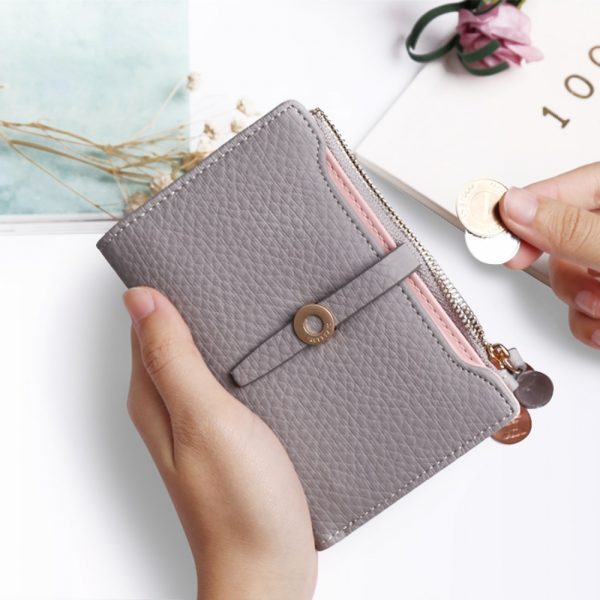 Top Quality Latest Lovely Leather Short Women Wallet Fashion Girls Change Clasp Purse Money Coin Card
