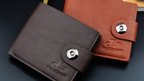 PU Leather Button Wallets